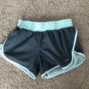 Light blue and grey athletic shorts